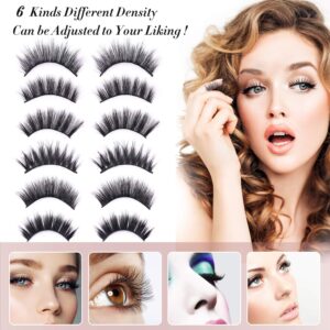 30 Pairs of 3D 6D False Eyelashes Kit Dramatic Soft Thick Handmade False Eyelashes with 6 Kinds Different Density for Women and Girls Natural Look