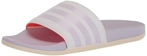 adidas women's adilette comfort slides sandal, white/purple tint/wonder white, 8