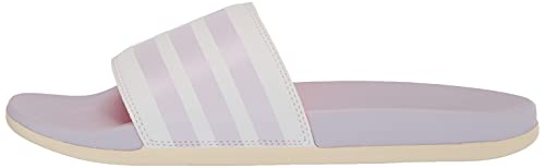 adidas Women's Adilette Comfort Slides Sandal, White/Purple Tint/Wonder White, 8