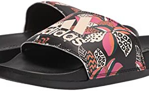 adidas Women's Adilette Comfort Slides Sandal, Core Black/Wonder White/Core Black, 6