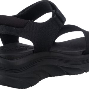 Skechers Cali Women's Women's D'LUX Walker-New Block Sport Sandal, Black/Black, 6