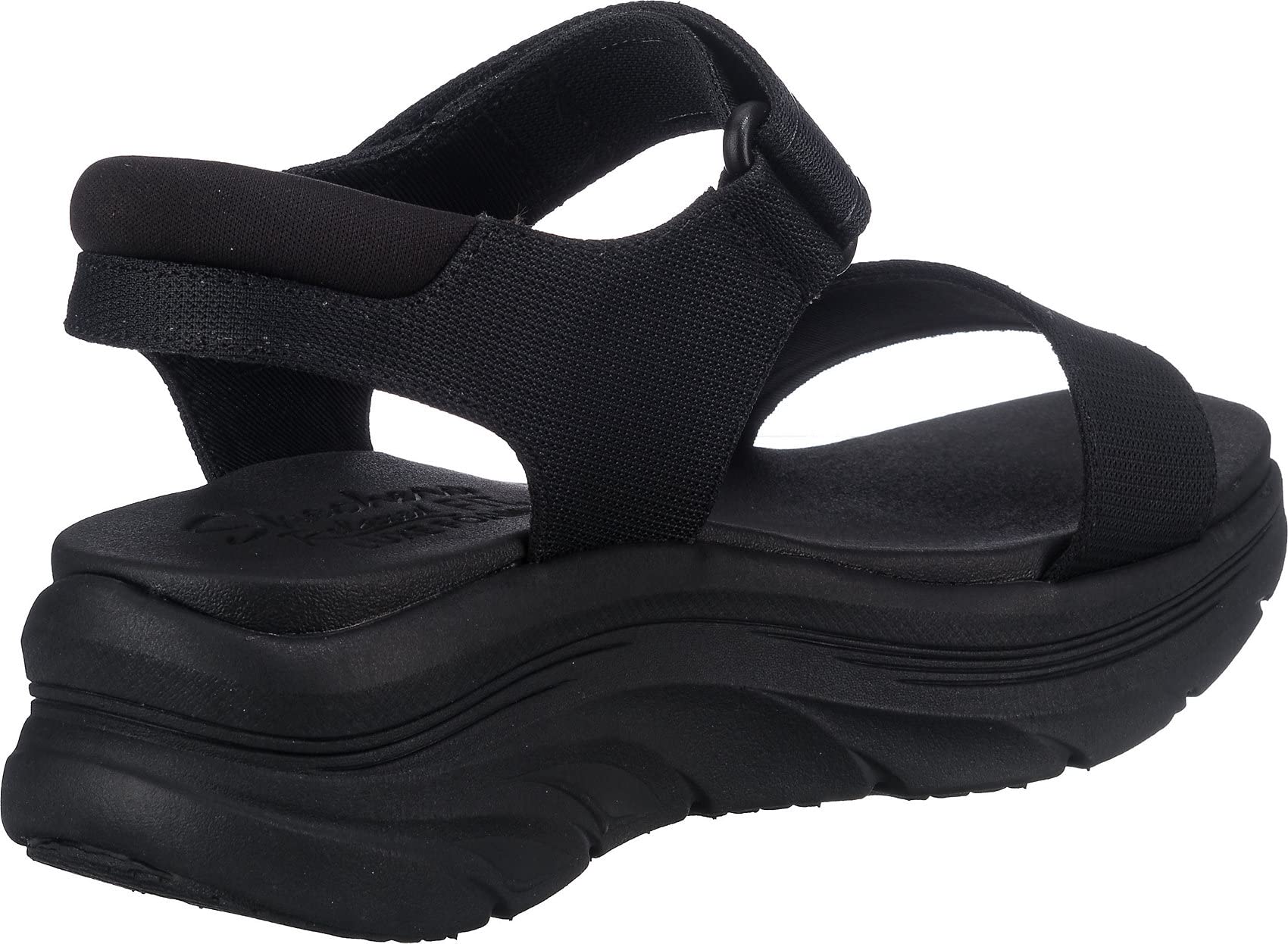 Skechers Cali Women's Women's D'LUX Walker-New Block Sport Sandal, Black/Black, 6