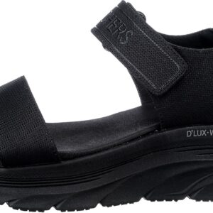 Skechers Cali Women's Women's D'LUX Walker-New Block Sport Sandal, Black/Black, 6