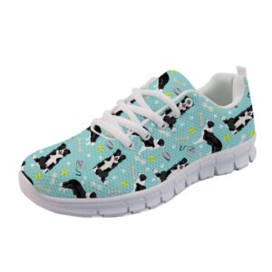 jeocody border collie tennis ball cute pet pattern women's fashion sneakers mesh utra-lightweight athletic running shoes