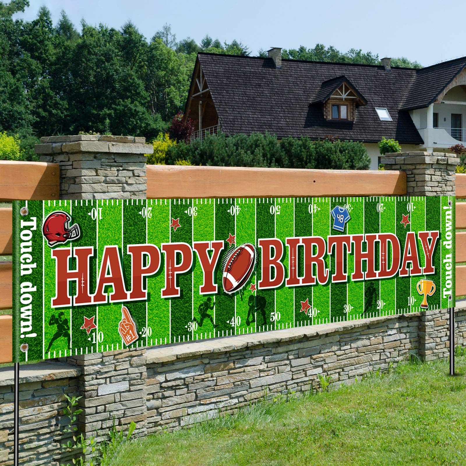 Football Birthday Party Decorations Birthday Sports Themed Backdrop Banner Supplies Super Football Game Fan Supplies Game Sports Fan Birthday Party Supplies Boy Favors (70.8 x 15.7 Inch)