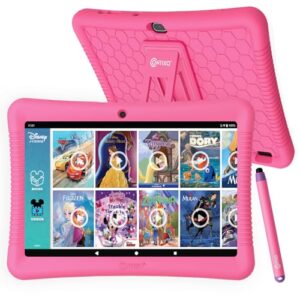 contixo kids tablet k102-10-inch hd, ages 3-7 toddler tablet, parental control, android 10, 64gb, wifi, learning tablet for children with disney e-book pre-installed, kid-proof case, pink