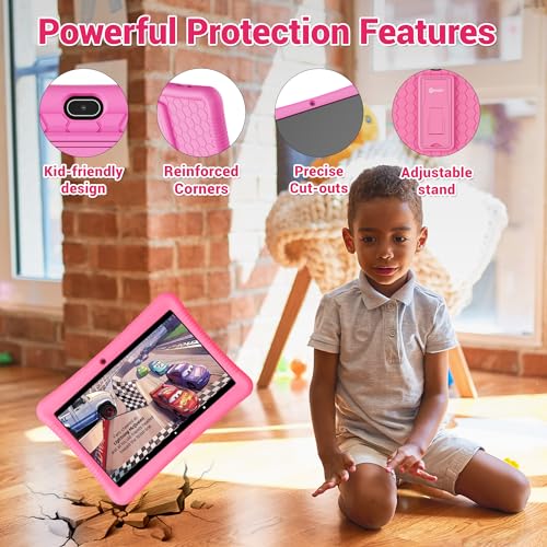 Contixo Kids Tablet K102-10-inch HD, Ages 3-7 Toddler Tablet, Parental Control, Android 10, 64GB, WiFi, Learning Tablet for Children with Disney E-Book Pre-Installed, Kid-Proof Case, Pink