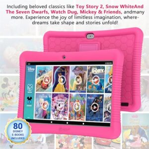 Contixo Kids Tablet K102-10-inch HD, Ages 3-7 Toddler Tablet, Parental Control, Android 10, 64GB, WiFi, Learning Tablet for Children with Disney E-Book Pre-Installed, Kid-Proof Case, Pink