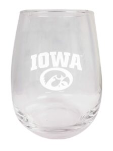 r and r imports iowa hawkeyes etched stemless glass 15 oz 2-pack officially licensed collegiate product