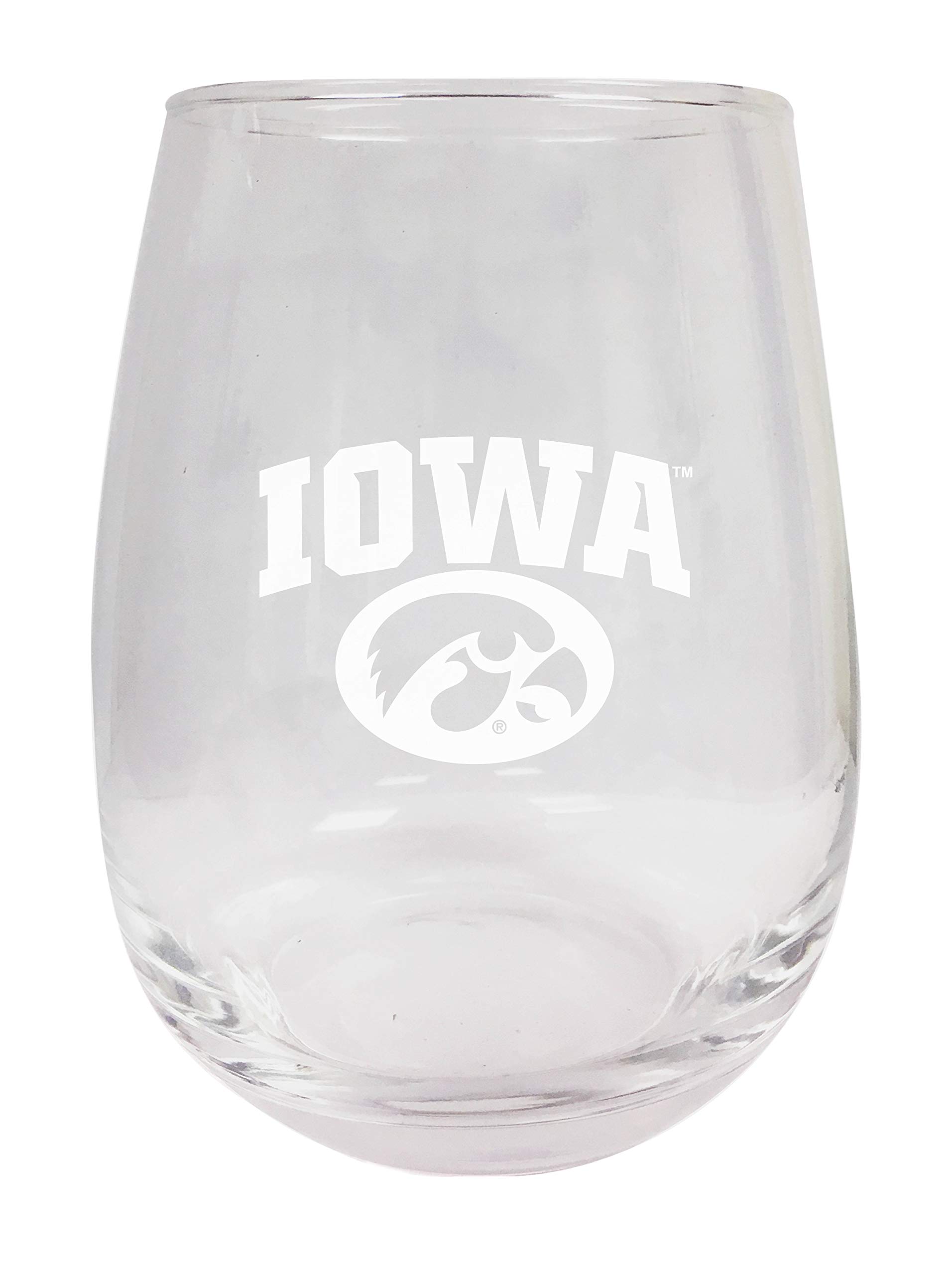 R and R Imports Iowa Hawkeyes Etched Stemless Glass 15 oz 2-Pack Officially Licensed Collegiate Product