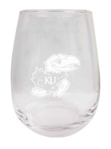 r and r imports kansas jayhawks etched stemless wine glass 15 oz 2-pack officially licensed collegiate product