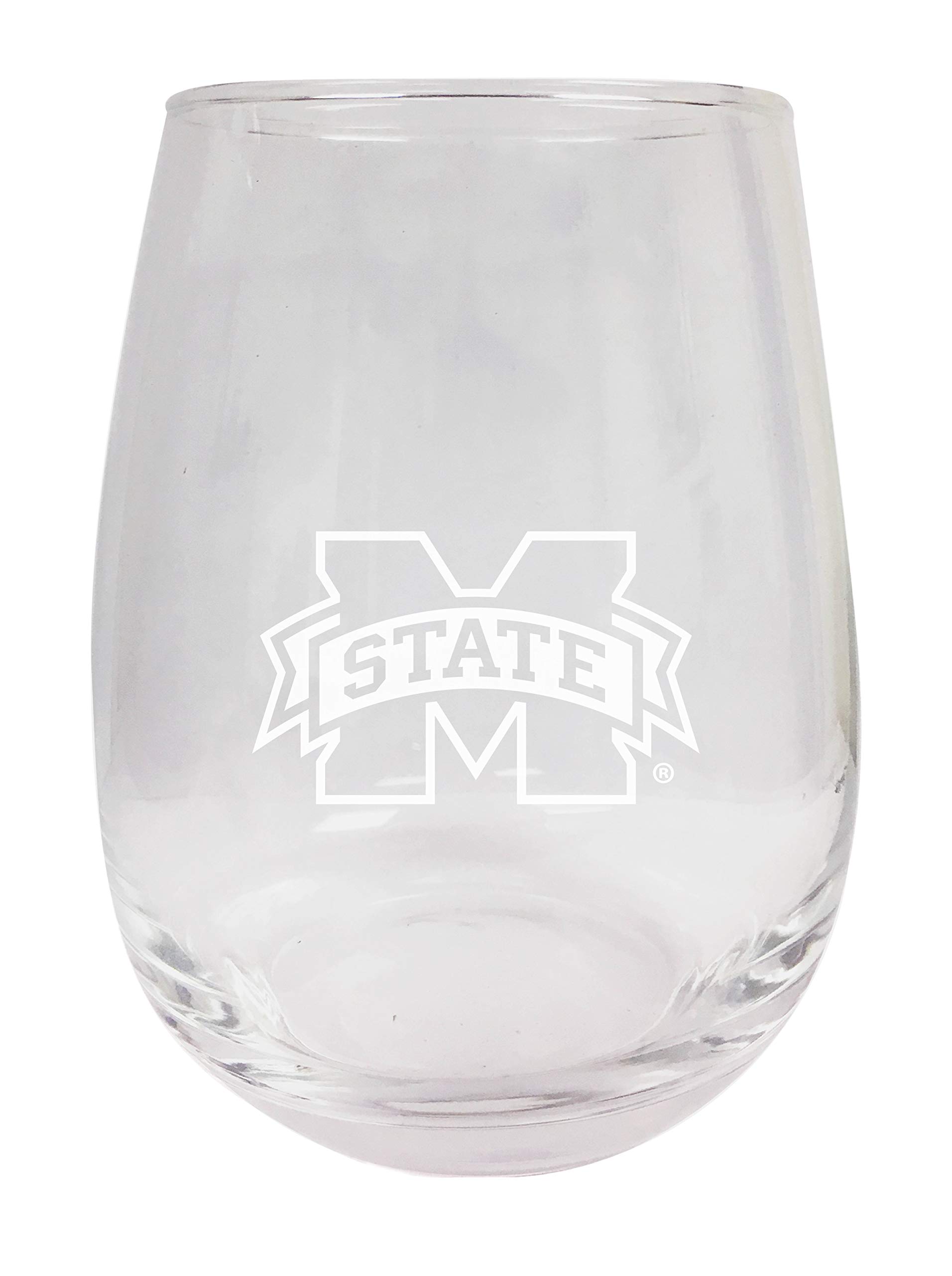 R and R Imports Mississippi State Bulldogs Etched Stemless Wine Glass 15 oz 2-Pack Officially Licensed Collegiate Product