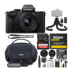 panasonic dc-g100kk lumix g100 4k mirrorless vlogging camera with 12-32mm lens bundle with 64gb sd card, gadget bag kit, extra battery, and 12-inch flexible tripod (5 items)