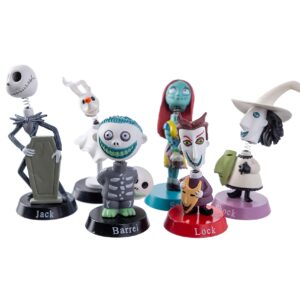 Nightmare Before Christmas Jack Skeleton 6 Piece Birthday Cake Topper Set Featuring 2" Figure Set