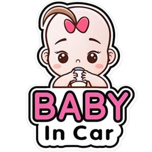 2 pcs baby in car stickers sign and decal for girl, baby car sticker, removable safety sticker notice board, cute baby window car sticker, on board stickers (girl style)