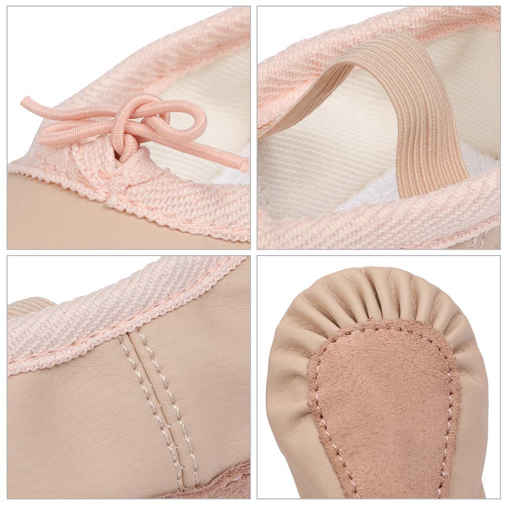 Toddler Ballet Shoes Baby Ballet Slippers Leather Full Sole Girls Kids Dance Ballerina Shoes(Beige/4.5 Toddler)