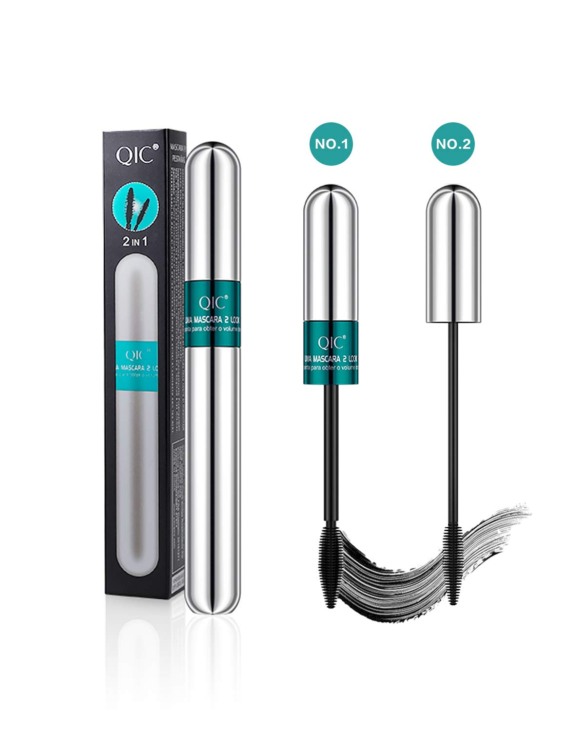 4D Silk Fiber Lash Mascara, 2 in 1 Thrive Mascara For Natural Lengthening And Thickening Effect(Pack of Dark Cyan)