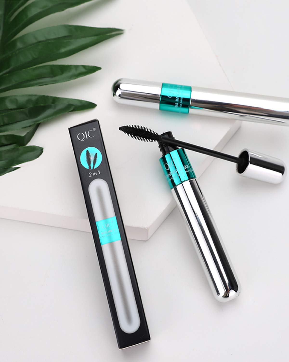 4D Silk Fiber Lash Mascara, 2 in 1 Thrive Mascara For Natural Lengthening And Thickening Effect(Pack of Dark Cyan)