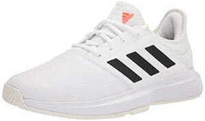 adidas women's gamecourt tennis shoe, white/black/solar red, 8.5