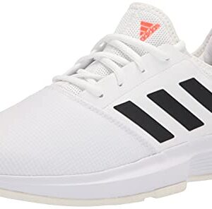 adidas Women's Gamecourt Tennis Shoe, White/Black/Solar Red, 8.5