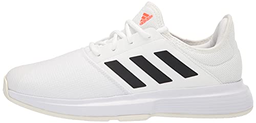 adidas Women's Gamecourt Tennis Shoe, White/Black/Solar Red, 8.5