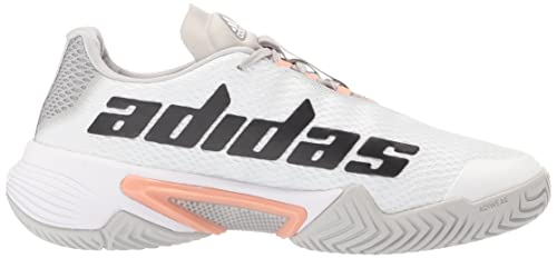 adidas Women's Barricade 12 Tennis Shoe, White/Silver Metallic/Ambient Blush, 8
