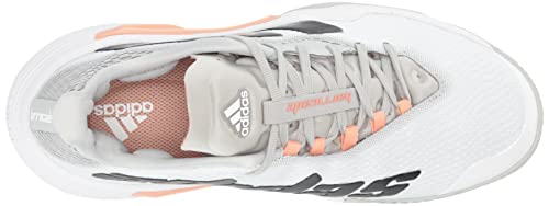 adidas Women's Barricade 12 Tennis Shoe, White/Silver Metallic/Ambient Blush, 8