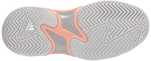 adidas Women's Barricade 12 Tennis Shoe, White/Silver Metallic/Ambient Blush, 8