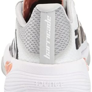 adidas Women's Barricade 12 Tennis Shoe, White/Silver Metallic/Ambient Blush, 8