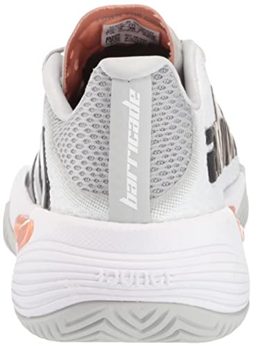 adidas Women's Barricade 12 Tennis Shoe, White/Silver Metallic/Ambient Blush, 8