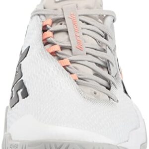 adidas Women's Barricade 12 Tennis Shoe, White/Silver Metallic/Ambient Blush, 8