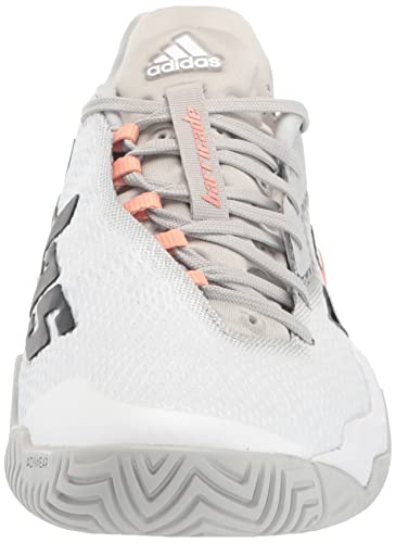 adidas Women's Barricade 12 Tennis Shoe, White/Silver Metallic/Ambient Blush, 8