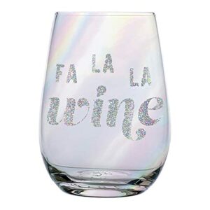 slant collections holiday stemless glass, 20-ounce, fa la wine