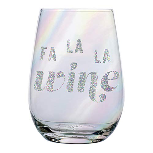 Slant Collections Holiday Stemless Glass, 20-Ounce, Fa La Wine