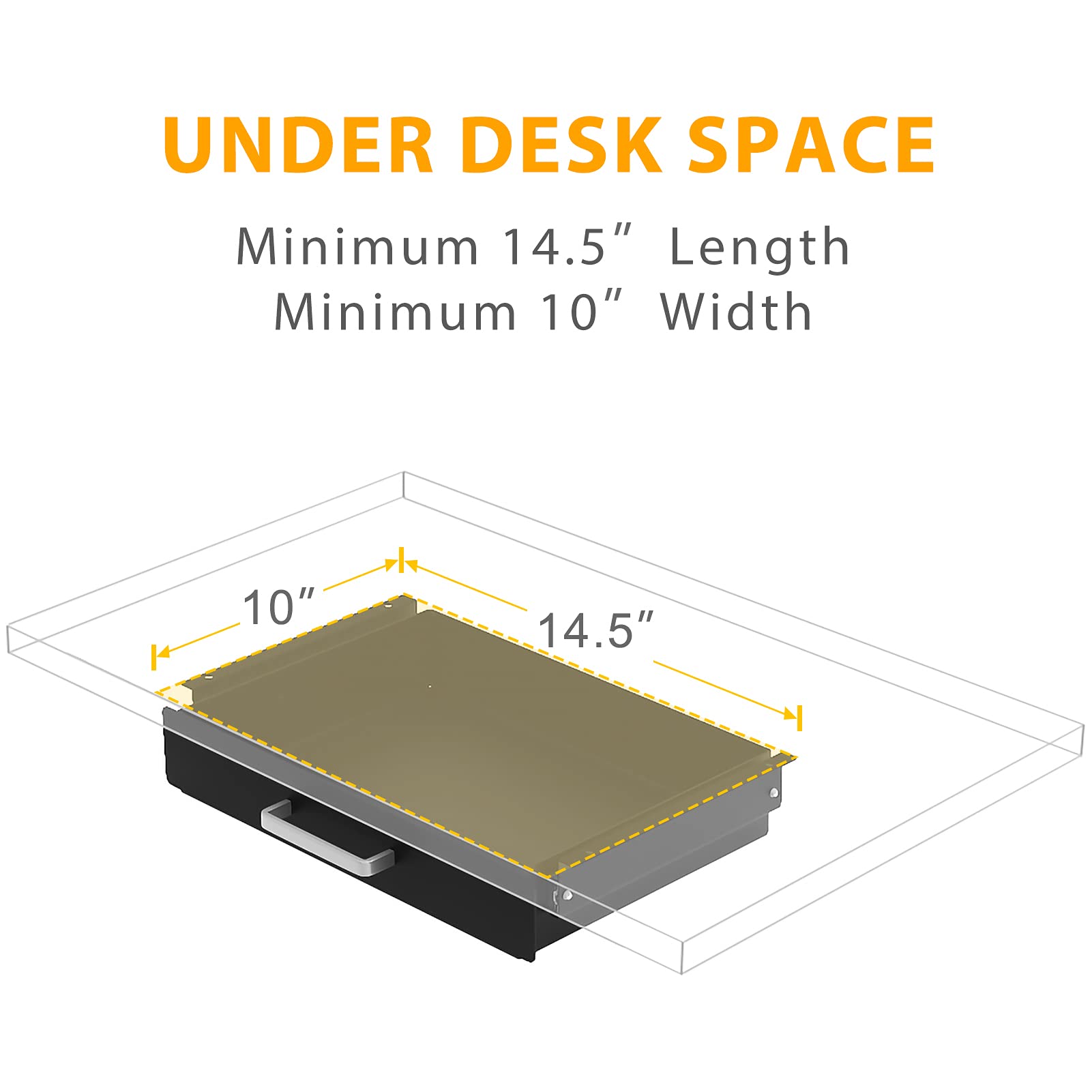 Gome Under Desk Pull-Out Drawer - Storage Organizer Office Mounted, Easy Slide-Out Pencil Drawer for Saving Space, Under Flat-Top Desk Storage Ideal for Sit-Stand Workstation