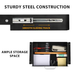 Gome Under Desk Pull-Out Drawer - Storage Organizer Office Mounted, Easy Slide-Out Pencil Drawer for Saving Space, Under Flat-Top Desk Storage Ideal for Sit-Stand Workstation