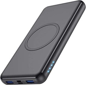 ekrist wireless portable charger power bank, pd 26800mah quick cell phone wireless charging, 2 input+4 output qc3.0 external power delivery usb-c battery pack compatible with iphone 12/11, samsung