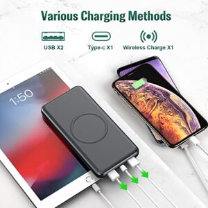 Ekrist Wireless Portable Charger Power Bank, PD 26800mAh Quick Cell Phone Wireless Charging, 2 Input+4 Output QC3.0 External Power Delivery USB-C Battery Pack Compatible with iPhone 12/11, Samsung