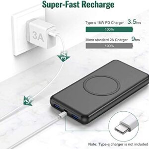 Ekrist Wireless Portable Charger Power Bank, PD 26800mAh Quick Cell Phone Wireless Charging, 2 Input+4 Output QC3.0 External Power Delivery USB-C Battery Pack Compatible with iPhone 12/11, Samsung