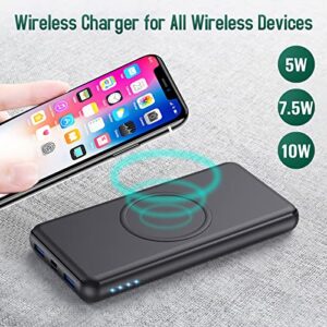 Ekrist Wireless Portable Charger Power Bank, PD 26800mAh Quick Cell Phone Wireless Charging, 2 Input+4 Output QC3.0 External Power Delivery USB-C Battery Pack Compatible with iPhone 12/11, Samsung