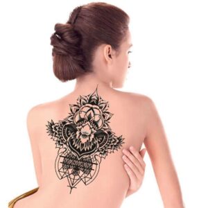 Temporary Floral Tattoos Adults for Women Temporary Neck Long Lasting Temp Realistic Fake Unique Tattoo Mandala Body flowers Sticker Women Real Looking Fake Tatoos (geometry)