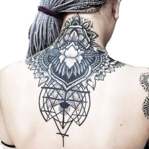 Temporary Floral Tattoos Adults for Women Temporary Neck Long Lasting Temp Realistic Fake Unique Tattoo Mandala Body flowers Sticker Women Real Looking Fake Tatoos (geometry)