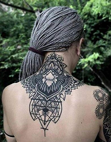 Temporary Floral Tattoos Adults for Women Temporary Neck Long Lasting Temp Realistic Fake Unique Tattoo Mandala Body flowers Sticker Women Real Looking Fake Tatoos (geometry)