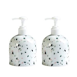 soap dispenser ceramics soap foam dispenser pet plastic pump refillable and eco friendly for essential oil, lotion soap (color : two(with tray))