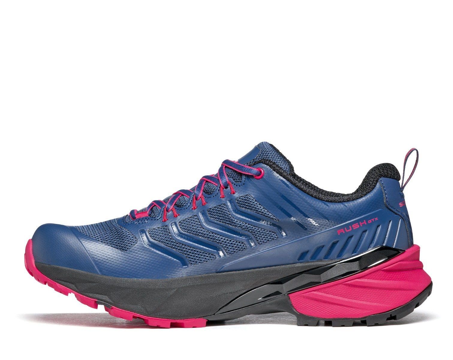 SCARPA Women's Rush GTX Waterproof Gore-Tex Shoes for Hiking and Trail Running - Blue/Fuxia - 8.5-9