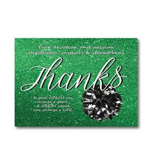 cheerleading thank you gift, coaches cheer pom pom,picture, poster art, green black white, unframed 8x10 photo print, a good coach can change a game, a great coach can change a life
