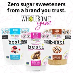 Wholesome Yum Besti Natural Brown Sugar Substitute - Brown Monk Fruit Sweetener Blend With Allulose (No Erythritol) - Keto, Non GMO, Zero Carb, Zero Calorie, Sugar Free, No Aftertaste (1 lb)