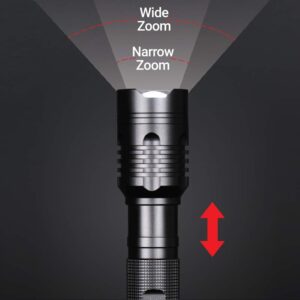 Feit Electric LED Tactical Flashlight - Aluminum Alloy - Zoomable Strike Bezel; Illuminate up to 1,000 feet - Adjustable Brightness 600 to 1700 Lumen | Requires 4-C Batteries