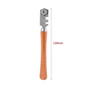 Glass Cutter, 6 Way Cutting Wheel Oil Glass Cutter, 13MM Length Handheld Glass Cutting Tool for Cutting & Scoring Glass Bottles Mirrors Shelves