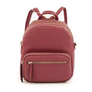 emperia klara small faux leather mini backpack casual daypack 3 way carry lightweight rucksack convertible for women red